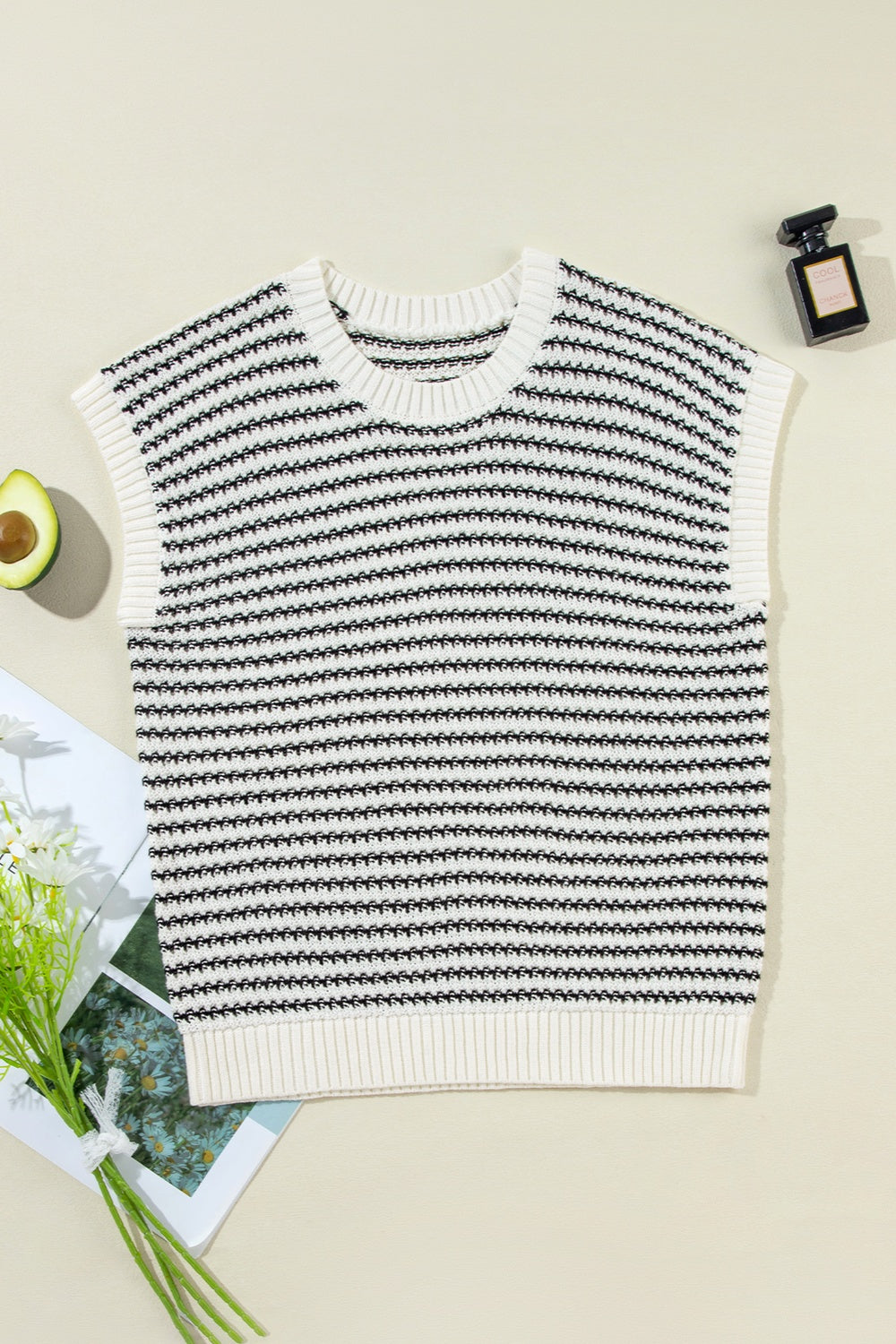 Striped Round Neck Sweater Vest