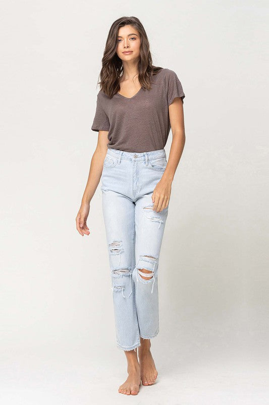 Flying Monkey Super High Rise Distressed Crop Straight Jeans