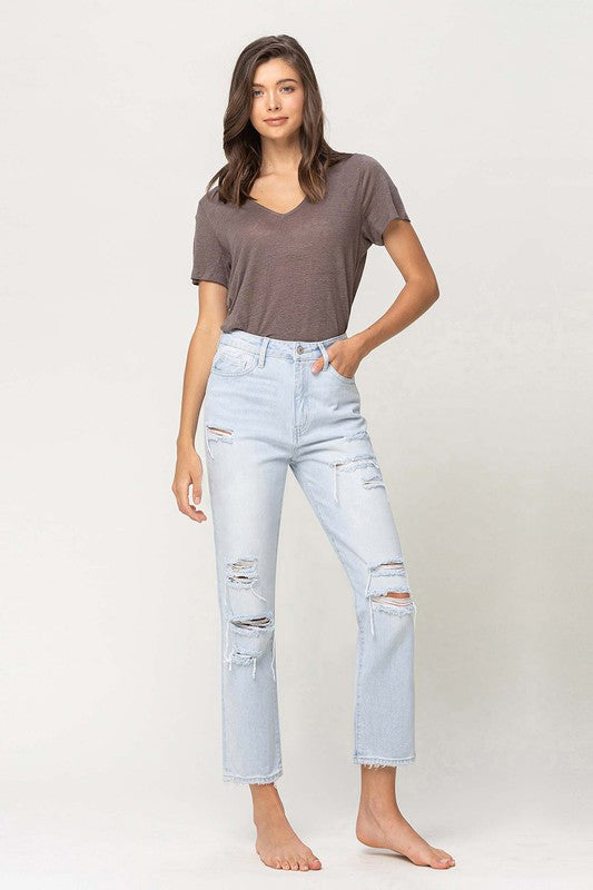 Flying Monkey Super High Rise Distressed Crop Straight Jeans