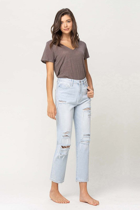 Flying Monkey Super High Rise Distressed Crop Straight Jeans