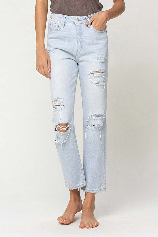 Flying Monkey Super High Rise Distressed Crop Straight Jeans