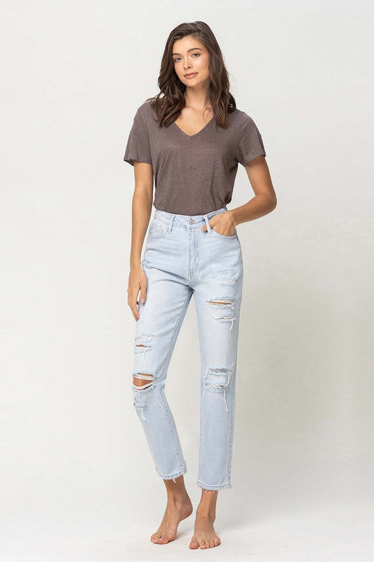 Flying Monkey Super High Rise Distressed Crop Straight Jeans