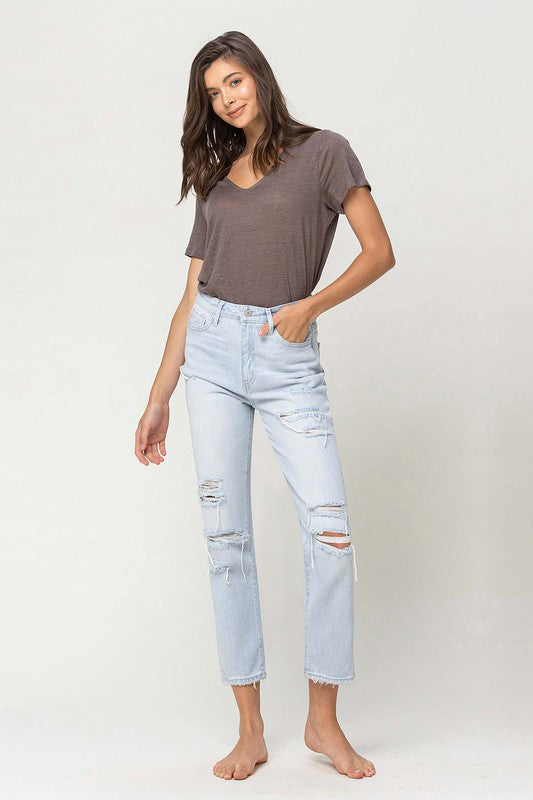 Flying Monkey Super High Rise Distressed Crop Straight Jeans