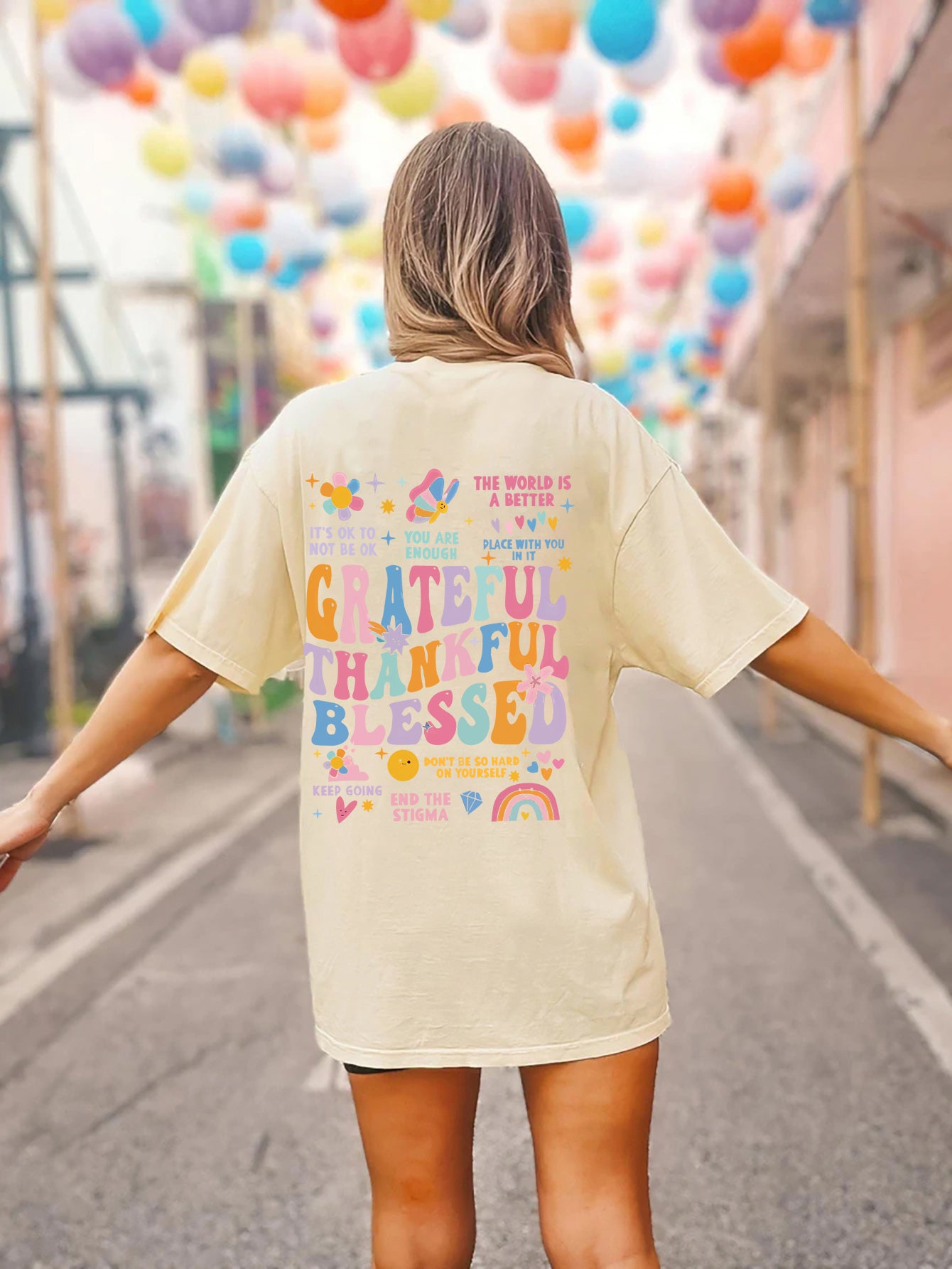 Grateful Graphic Oversized Short Sleeve T-Shirt