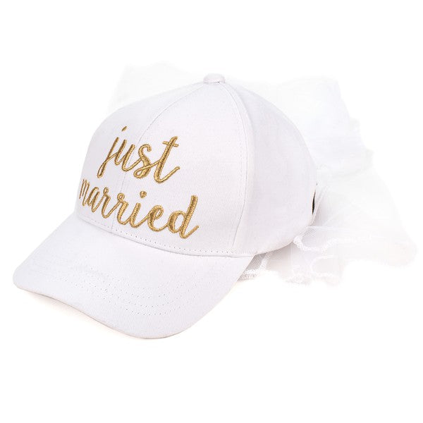 Bride Just Married Veil Baseball Caps