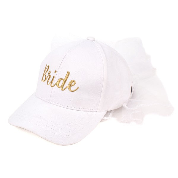 Bride Just Married Veil Baseball Caps