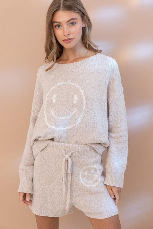 Cozy Smiley Soft Top with Shorts Set