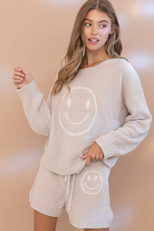 Cozy Smiley Soft Top with Shorts Set