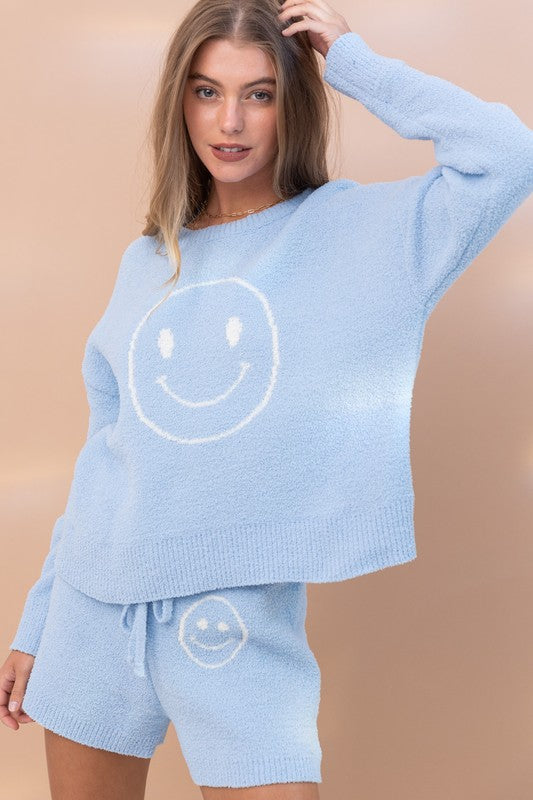 Cozy Smiley Soft Top with Shorts Set