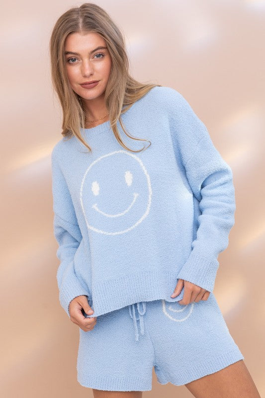 Cozy Smiley Soft Top with Shorts Set