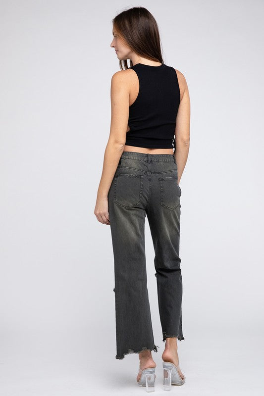 Bibi Distressed Vintage Washed Wide Leg Pants RTS