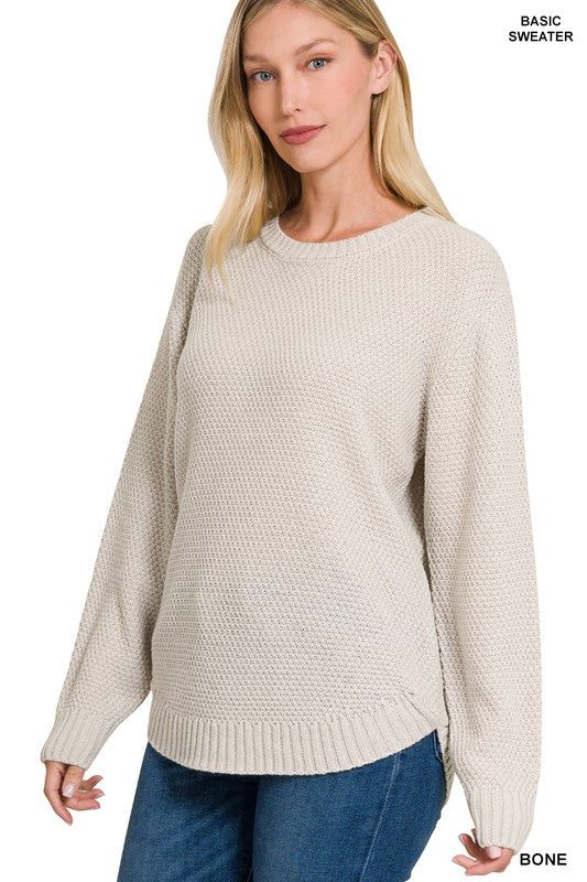 Zenana Round Neck Basic Sweater