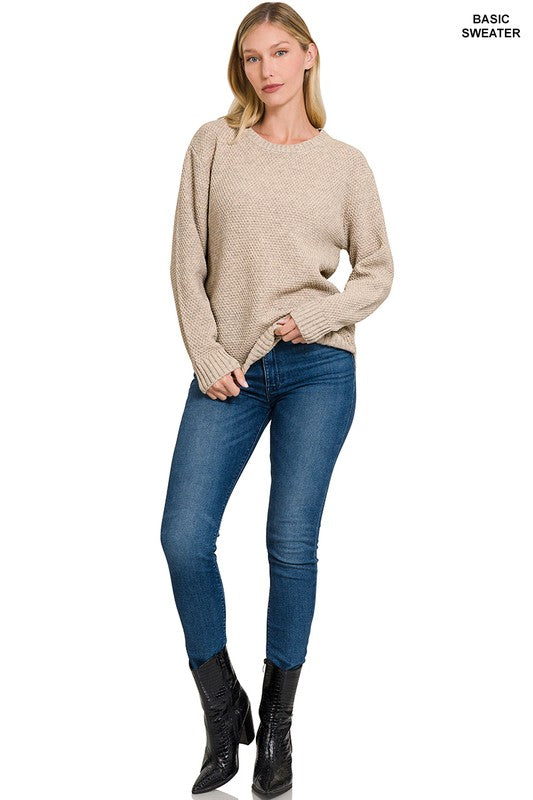 Zenana Round Neck Basic Sweater