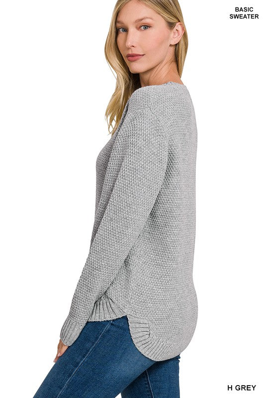 Zenana Round Neck Basic Sweater