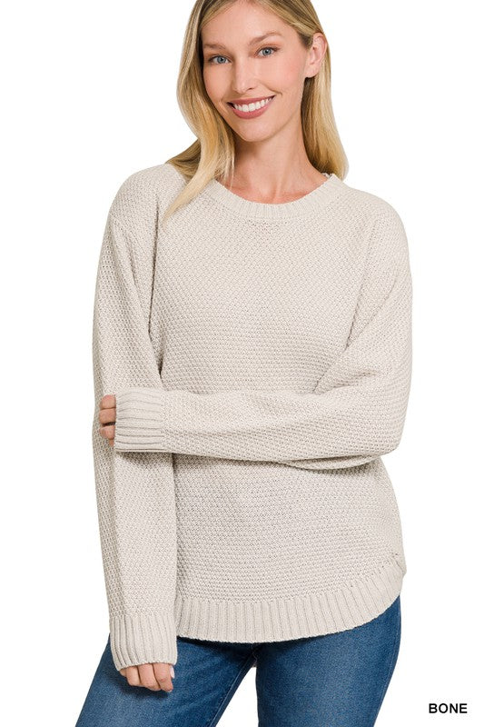 Zenana Round Neck Basic Sweater