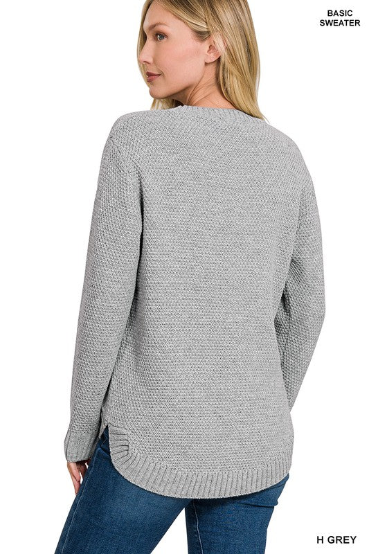 Zenana Round Neck Basic Sweater