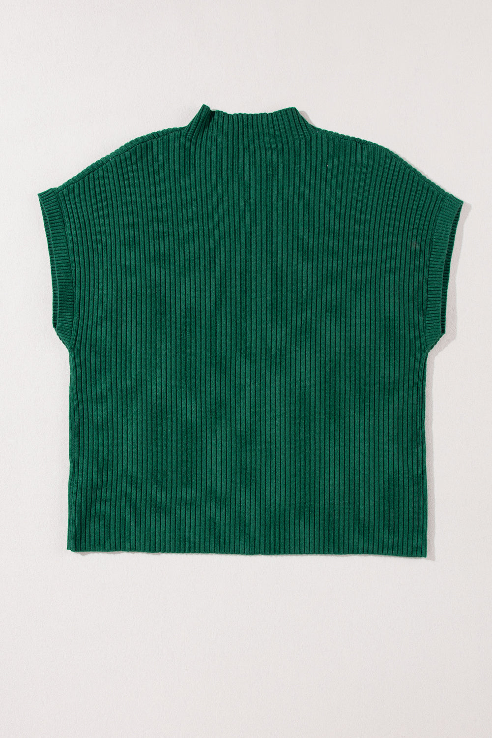 Lucky Green Patch Pocket Ribbed Knit Short Sleeve Sweater