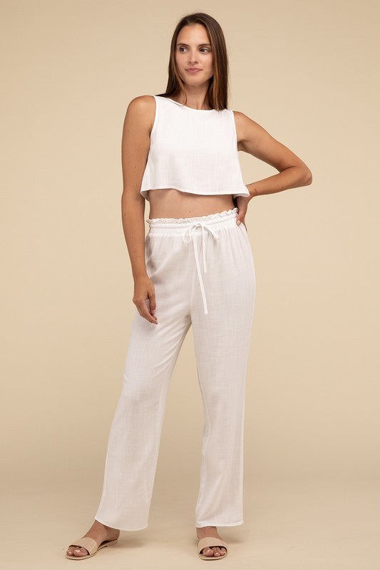 D-Linen Blended Top and Pants Set