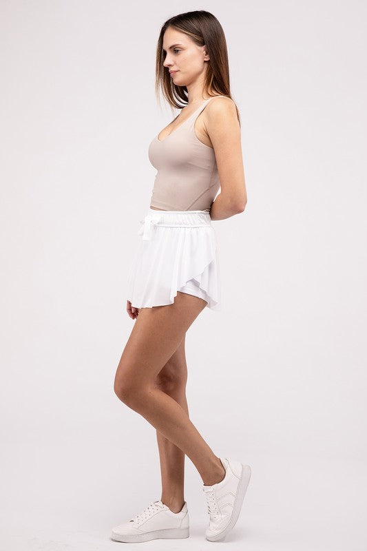 Zenana Ruffle Hem Tennis Skirt with Hidden Inner Pockets