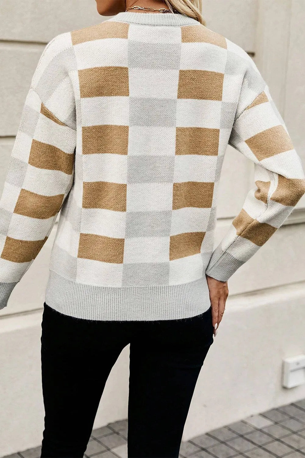 Square Block Round Neck Sweater