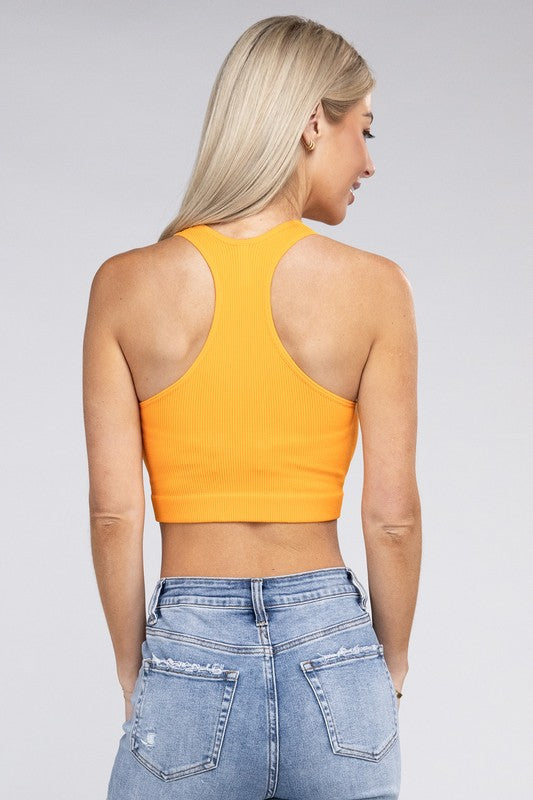 Zenana Ribbed Cropped Racerback Tank Top