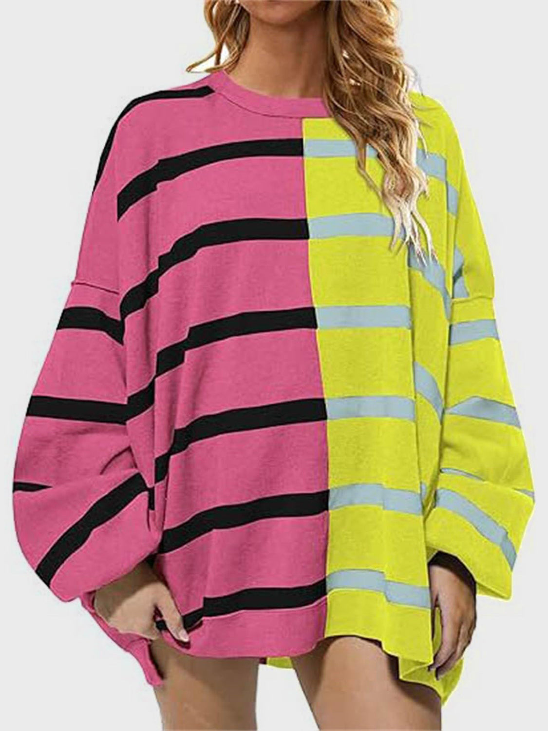 Striped Round Neck Long Sleeve Sweater