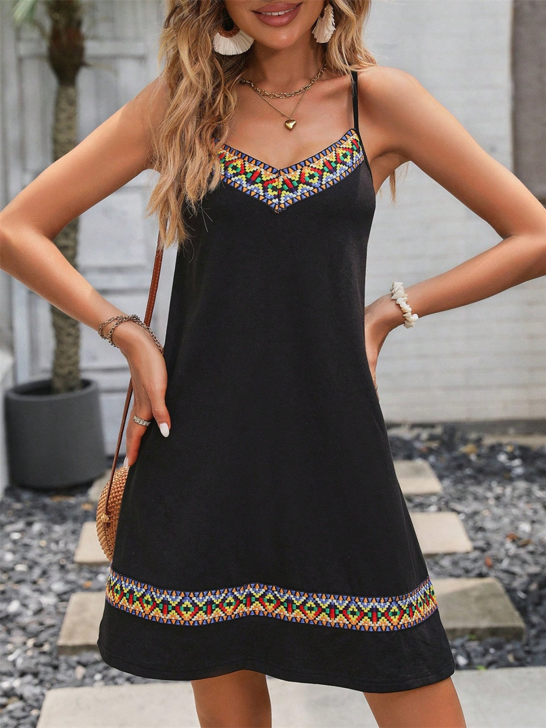 V-Neck Spaghetti Strap Mini Cami Dress