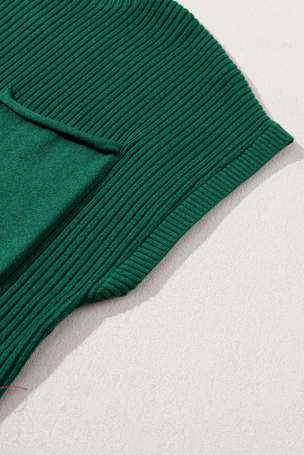 Lucky Green Patch Pocket Ribbed Knit Short Sleeve Sweater