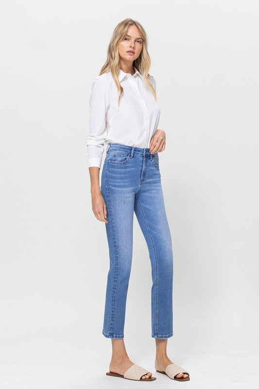 Flying Monkey High Rise Stretch Crop Slim Straight Jeans