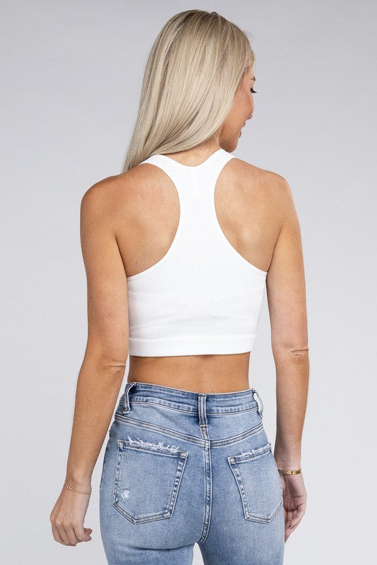 Zenana Ribbed Cropped Racerback Tank Top