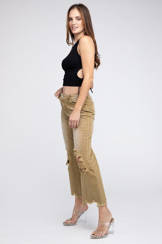 Bibi Distressed Vintage Washed Wide Leg Pants RTS