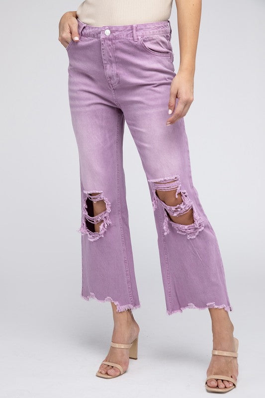 Bibi Distressed Vintage Washed Wide Leg Pants RTS