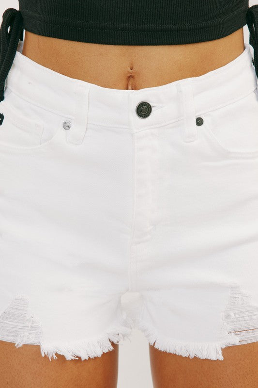 Kancan White Hazel High Rise Shorts