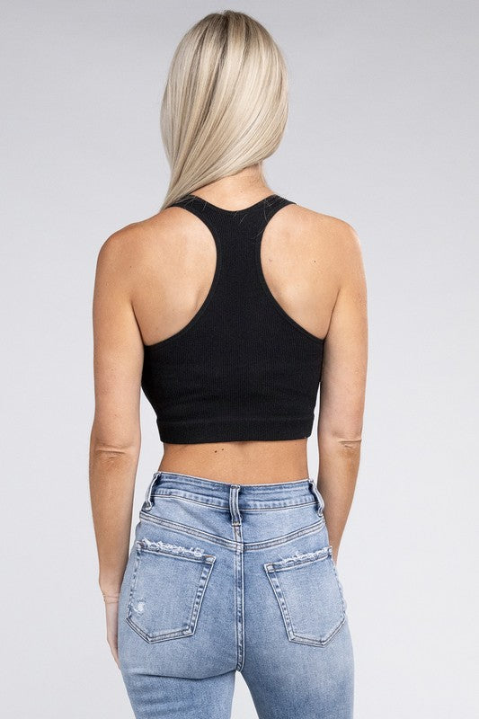 Zenana Ribbed Cropped Racerback Tank Top