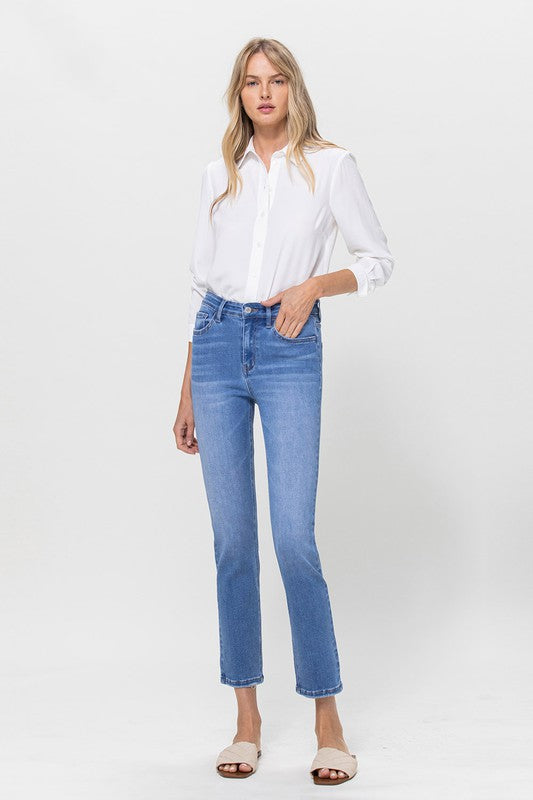 Flying Monkey High Rise Stretch Crop Slim Straight Jeans