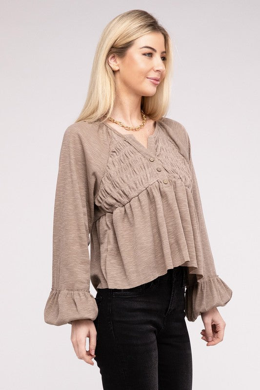 Triana V Neck Frilled Peplum Top