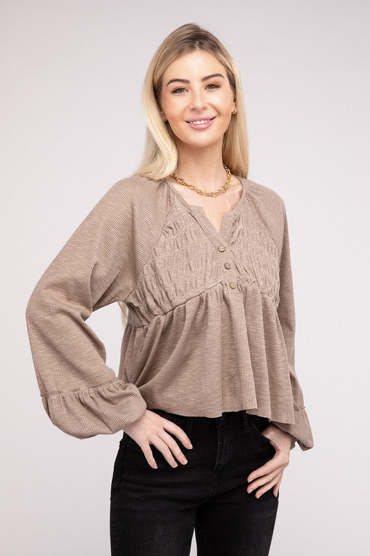 Triana V Neck Frilled Peplum Top