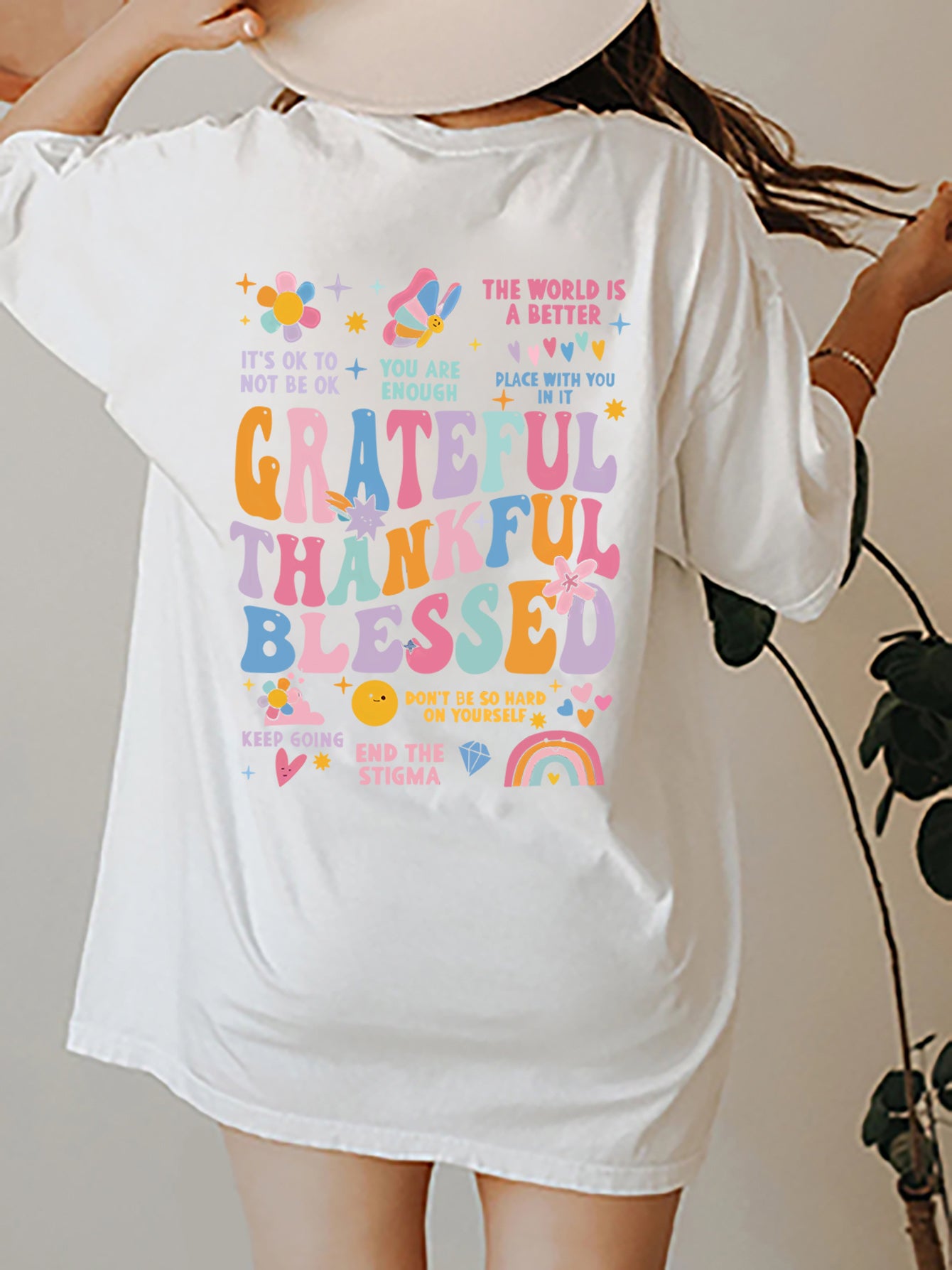 Grateful Graphic Oversized Short Sleeve T-Shirt