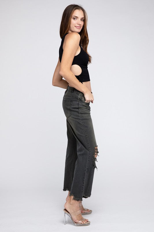 Bibi Distressed Vintage Washed Wide Leg Pants RTS