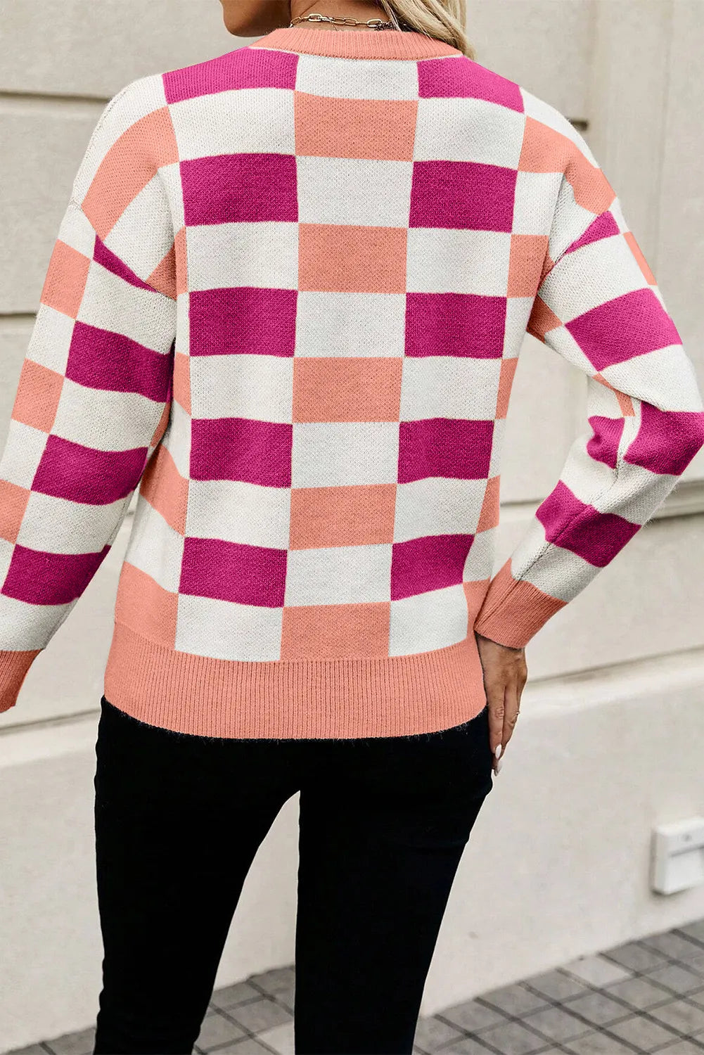 Square Block Round Neck Sweater