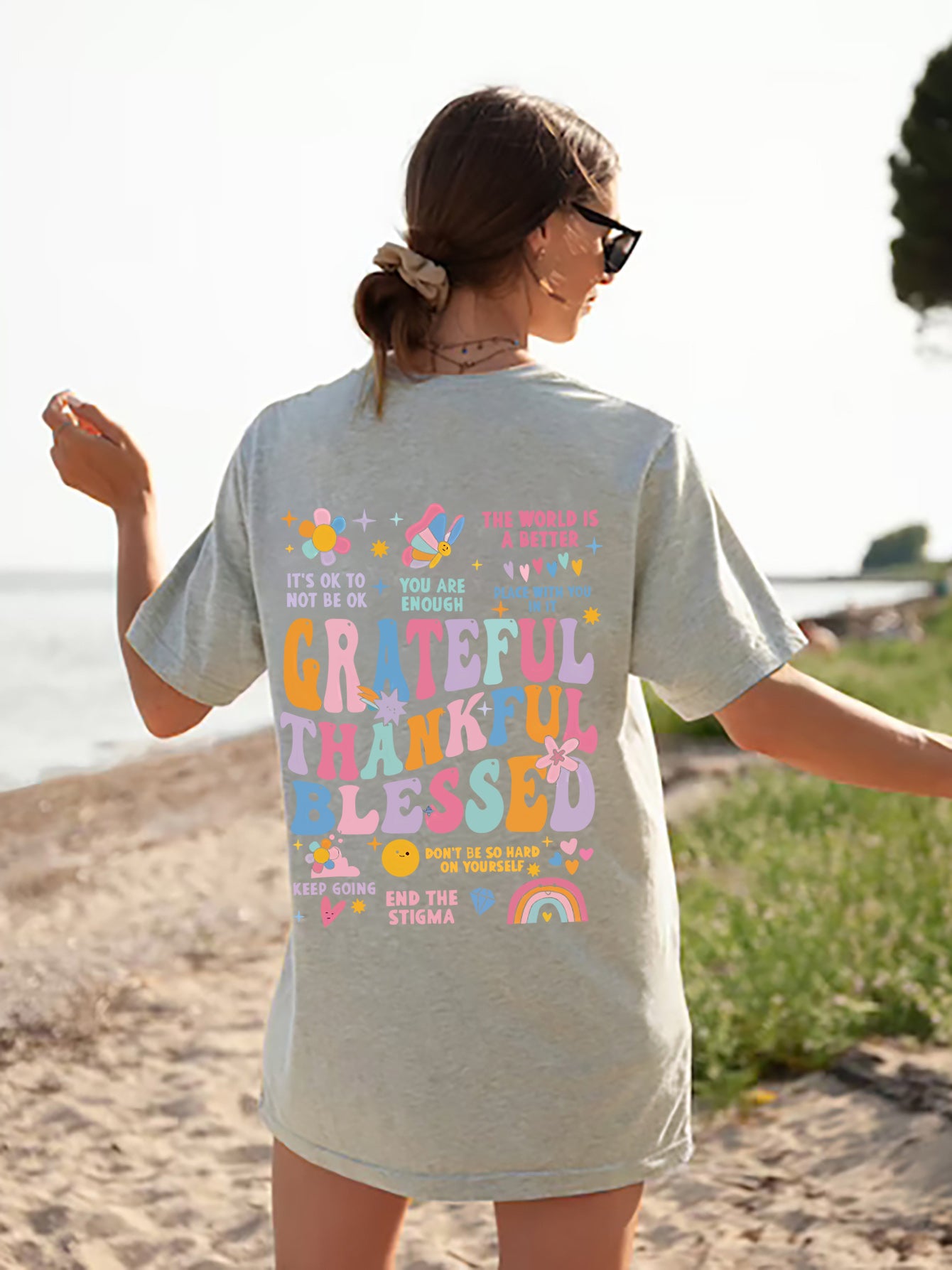 Grateful Graphic Oversized Short Sleeve T-Shirt