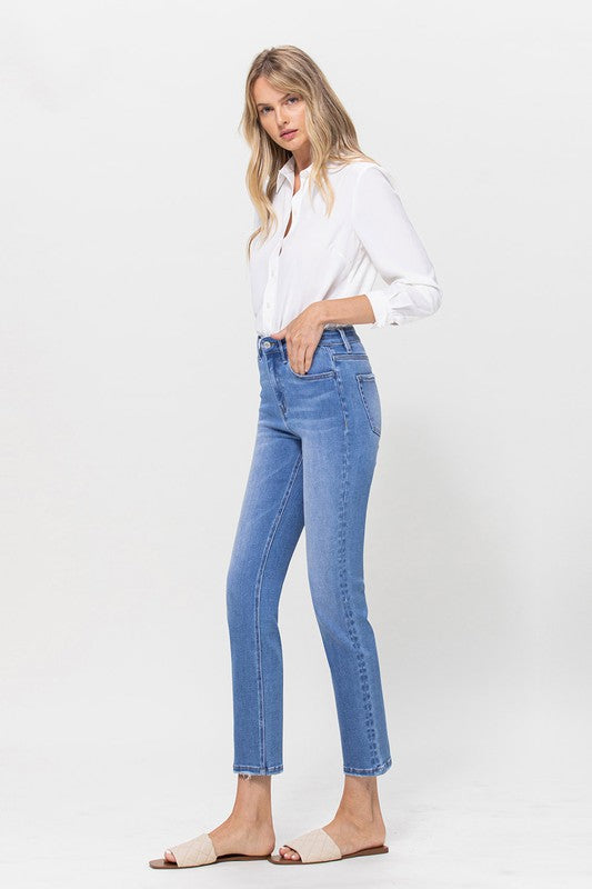 Flying Monkey High Rise Stretch Crop Slim Straight Jeans