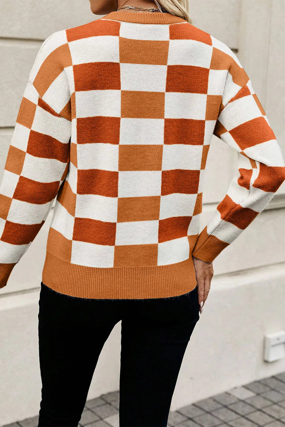 Square Block Round Neck Sweater