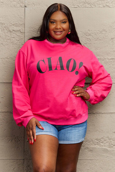 Simply Love CIAO！Round Neck Sweatshirt