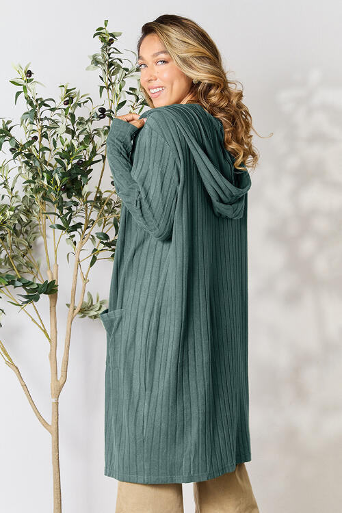 Cozy Babe Ribbed Open Front Long Sleeve Cardigan