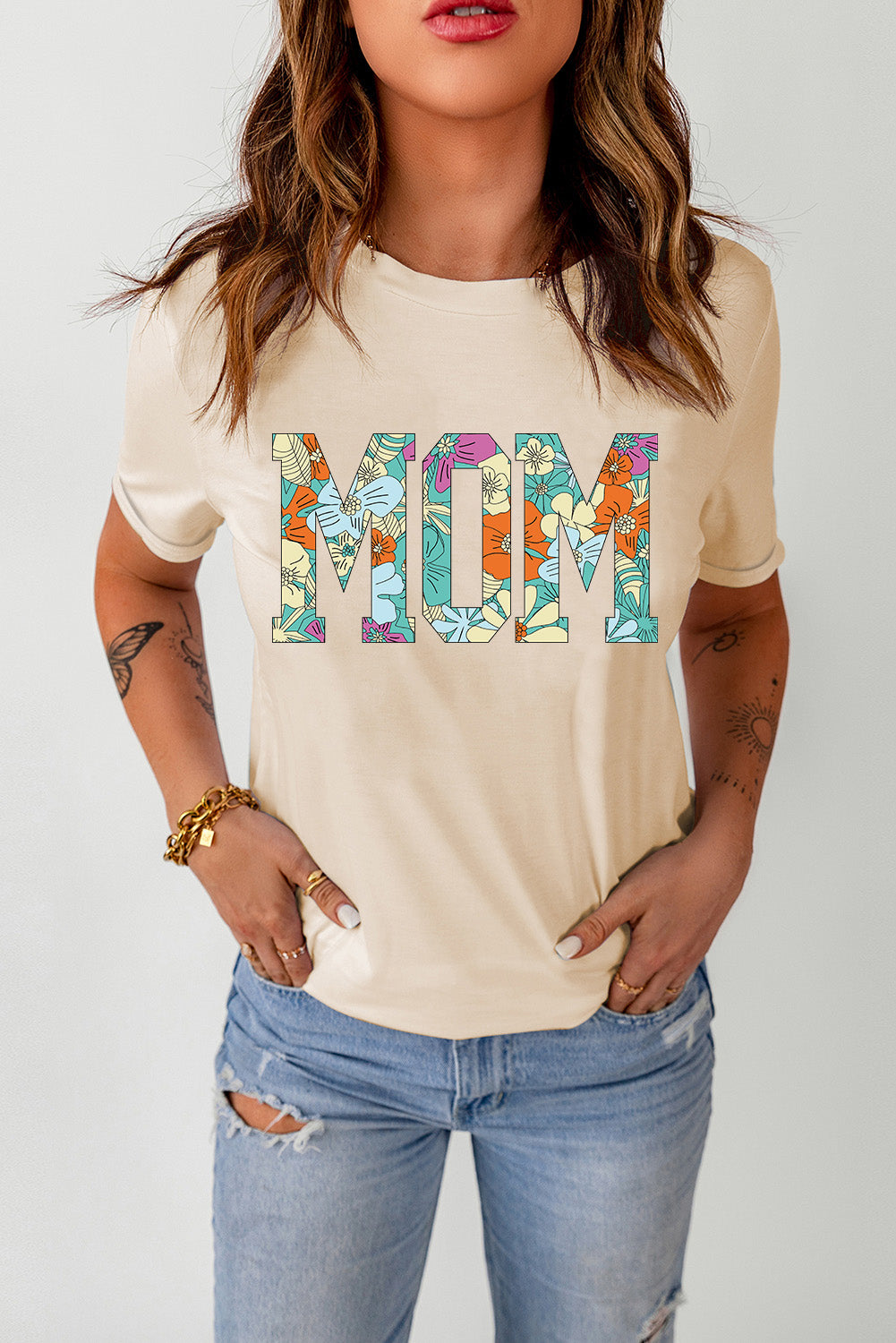 MOM Floral Graphic T-Shirt