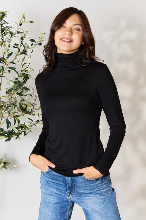 BOMBOM Turtleneck Long Sleeve Blouse