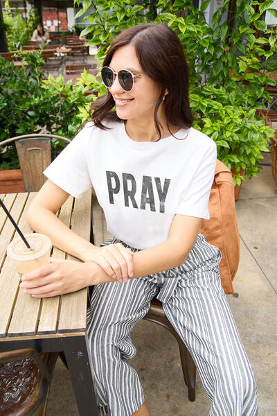 Simply Love PRAY Round Neck Graphic T-Shirt