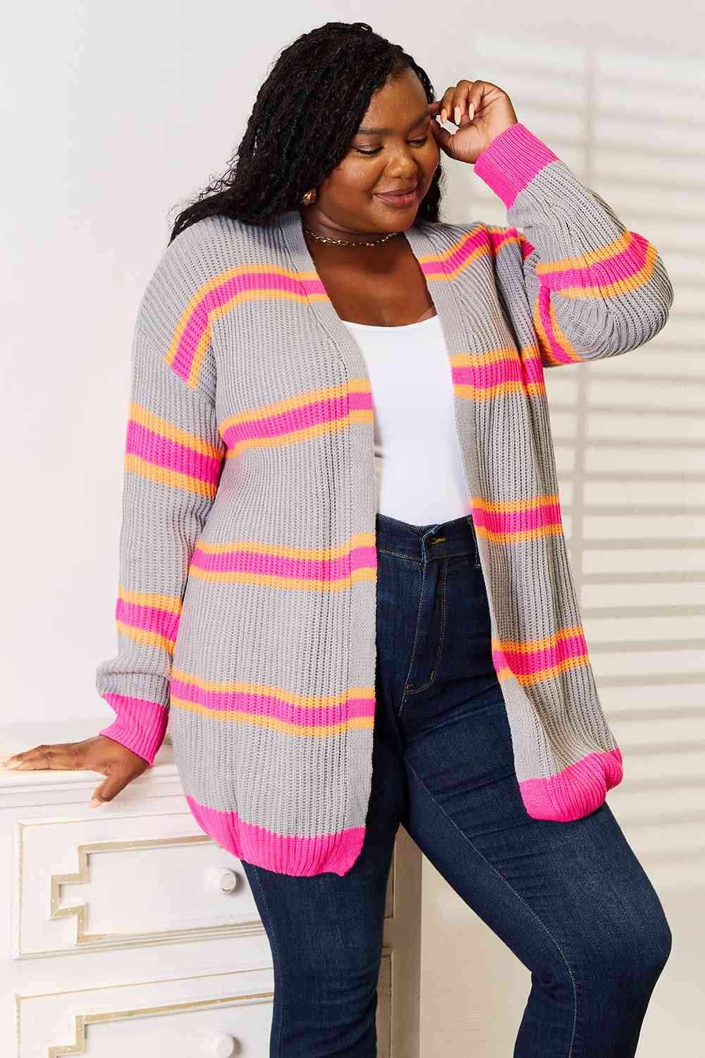 Colorpop Ribbed Long Sleeve Cardigan - RTS