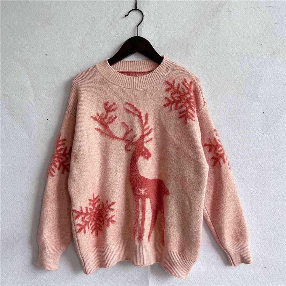 Reindeer and Snowflake Pattern Sweater